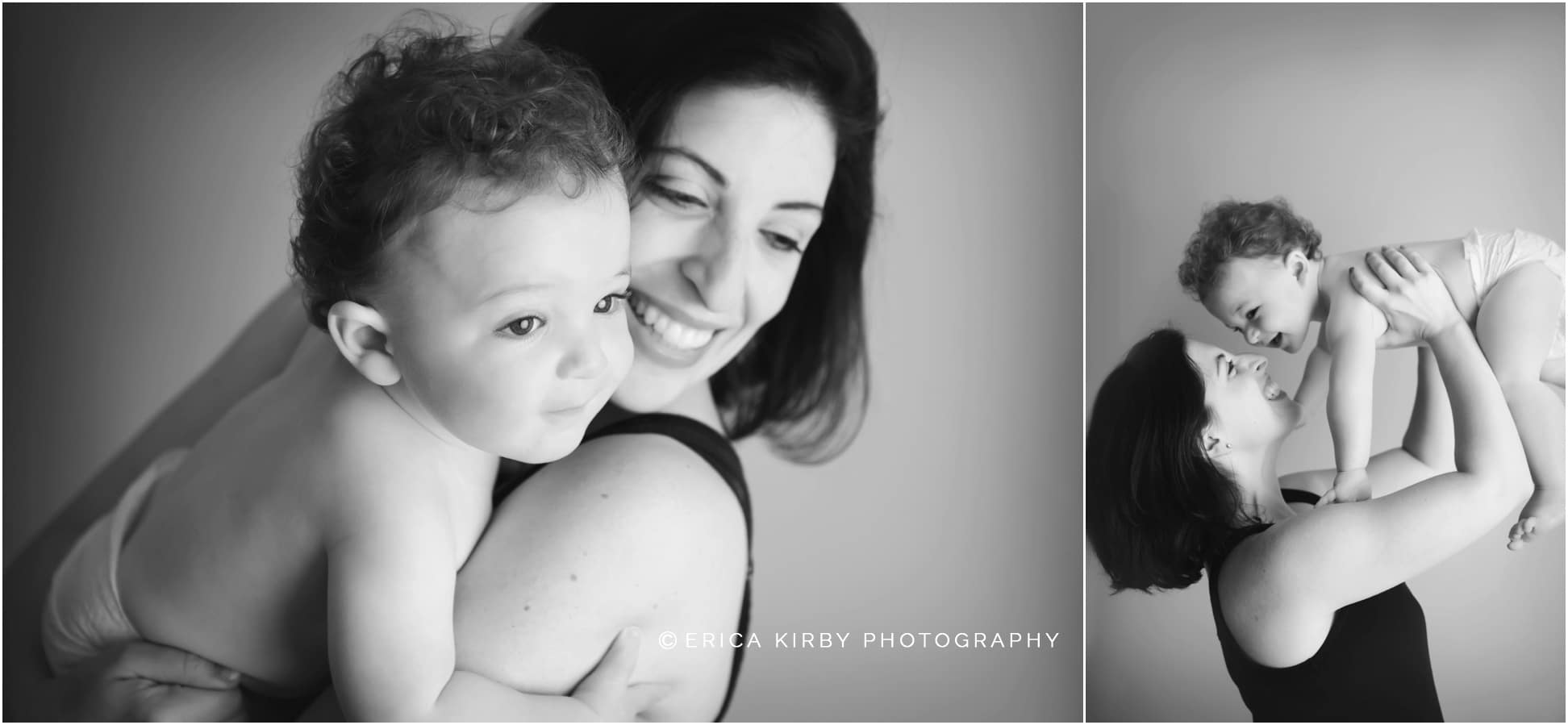 Bentonville AR Baby Photographer | one year old baby boy milestone photo session black and white images with mom | Erica Kirby Photography Northwest Arkansas